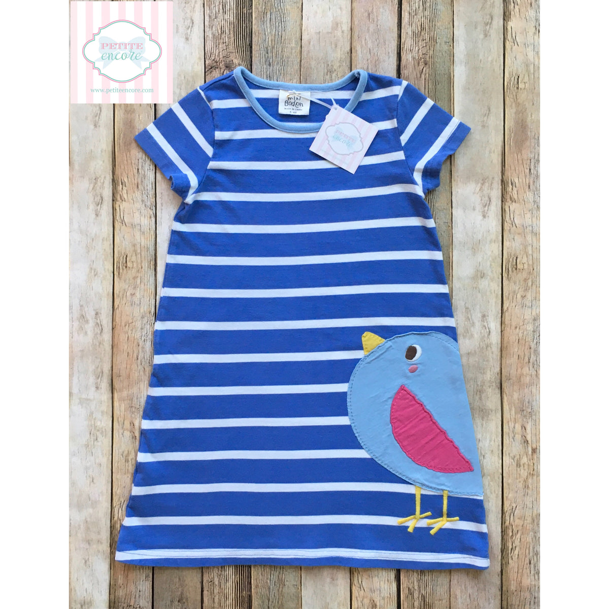 Mini Boden bird themed dress 5-6