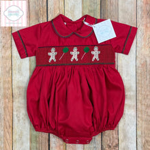 Gingerbread themed smocked one piece 12m