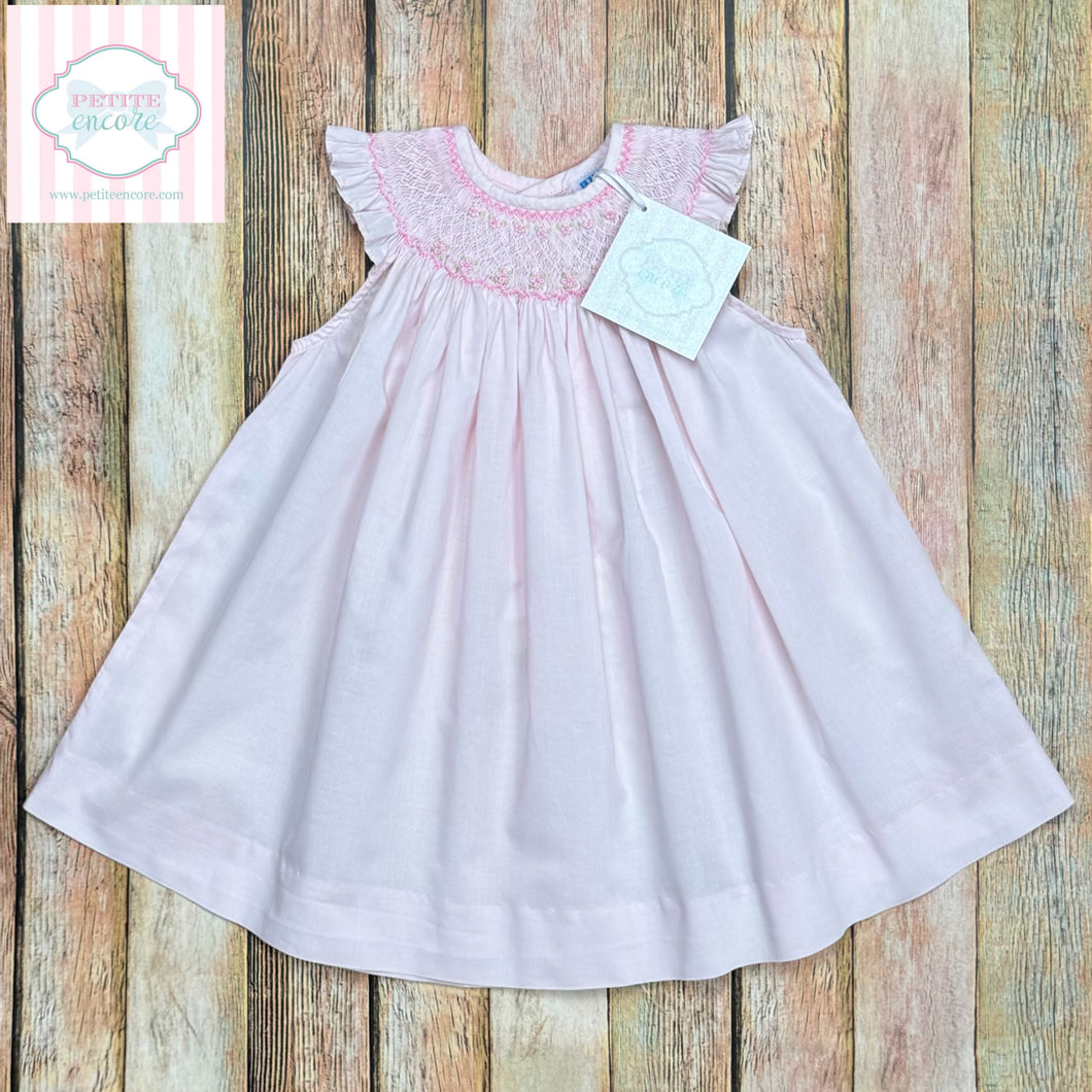 luli and me pink dress Luli & Me Gabby Girls Blair Dress - Bow on Back - Raspberry Pink Dotted Swiss