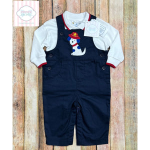 Florence Eiseman puppy themed overall set 9m