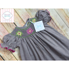 Flower themed smocked one piece 18m