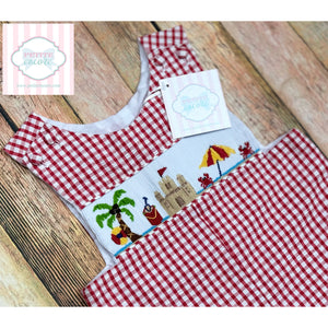 Beach themed smocked one piece 12m