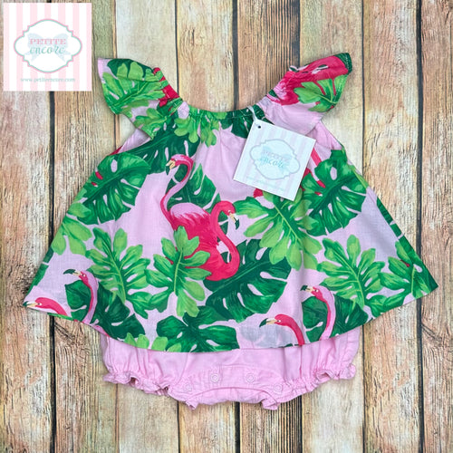 Janie and Jack flamingo themed one piece 0-3m