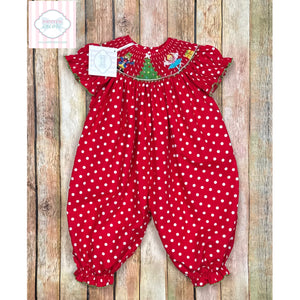 Christmas themed smocked one piece 6m