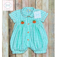 Pumpkin themed smocked one piece 3m0