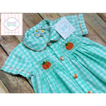 Pumpkin themed smocked one piece 3m1