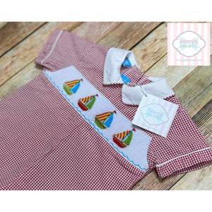 Anavini sailboat themed smocked one piece 24m