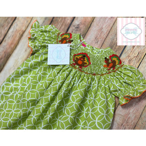 Thanksgiving themed smocked one piece 18m