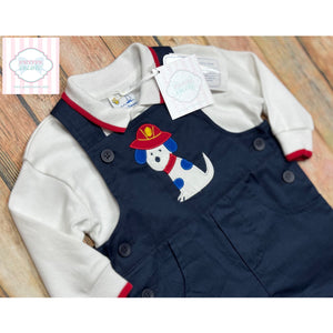 Florence Eiseman puppy themed overall set 9m