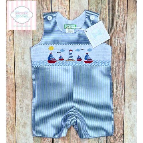 Sailboat themed smocked one piece 6m
