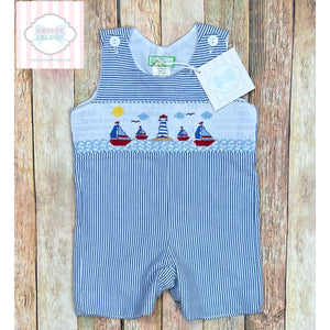 Sailboat themed smocked one piece 6m