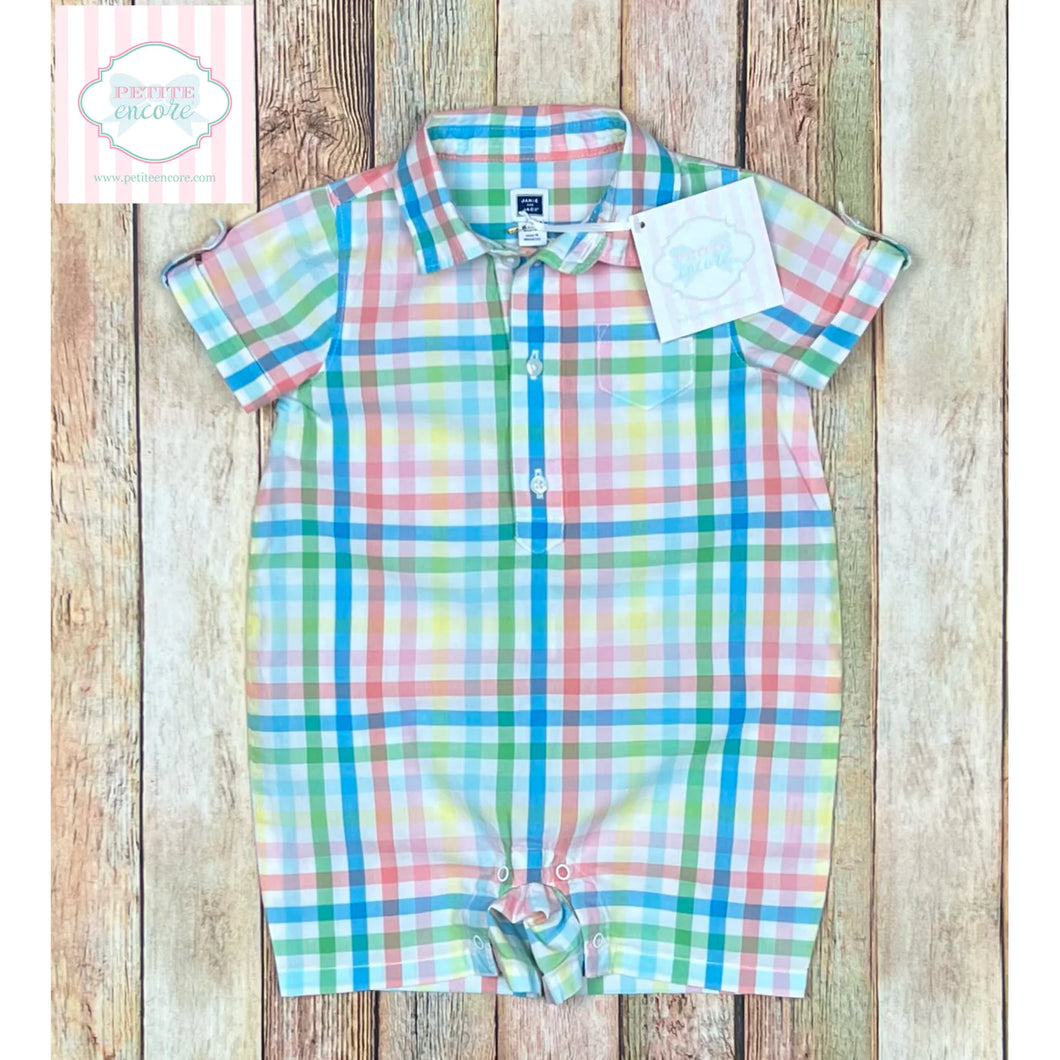 Janie and Jack plaid one piece 0-3m