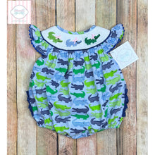 Alligator themed smocked bubble 6m