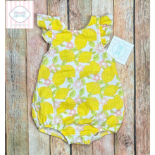 Lemon themed muslin one piece 9m