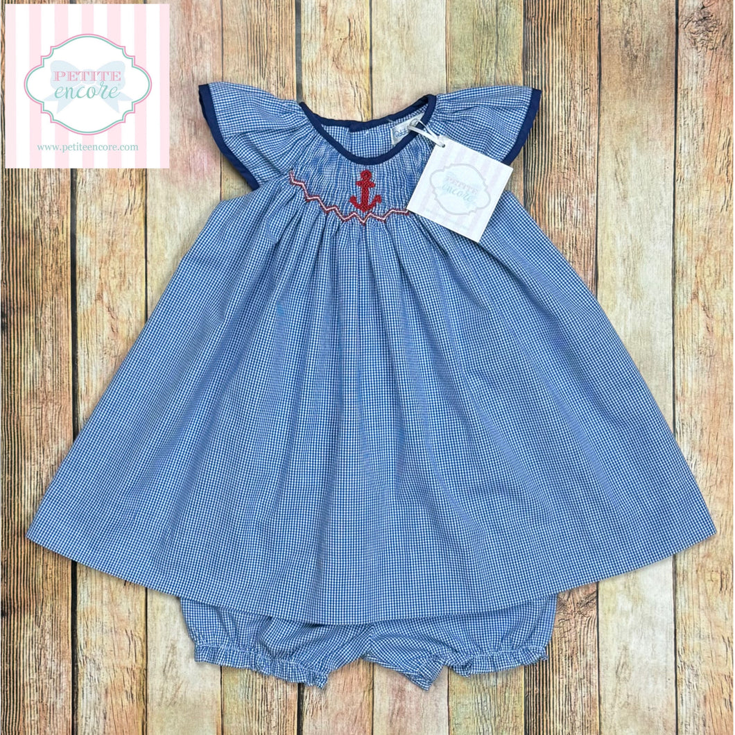 Petit Pomme nautical smocked dress 6m