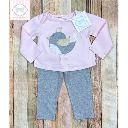 Mud Pie bird themed two piece 6-9m