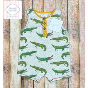 Mud Pie alligator themed one piece 3-6m