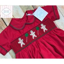 Gingerbread themed smocked one piece 12m