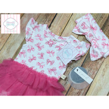 Bow themed bamboo one piece with headband 3-6m