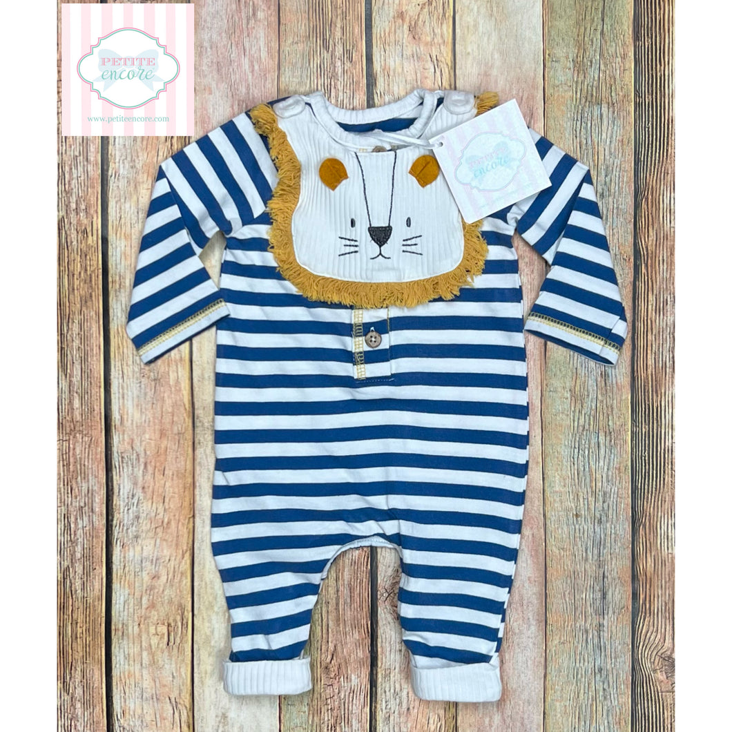 Mud Pie lion themed one piece with bib 0-3m