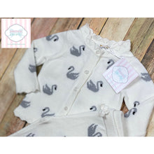 Janie and Jack swan themed knit two piece 3-6m