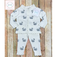 Janie and Jack swan themed knit two piece 3-6m