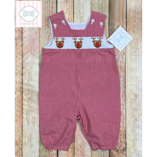 Bailey Boys reindeer themed smocked one piece 3m