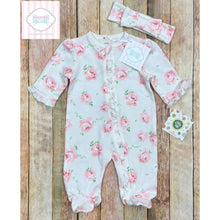 Floral one piece with bow NB