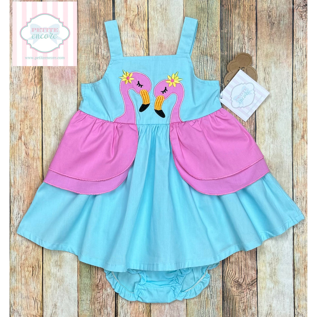 Flamingo themed dress 12m