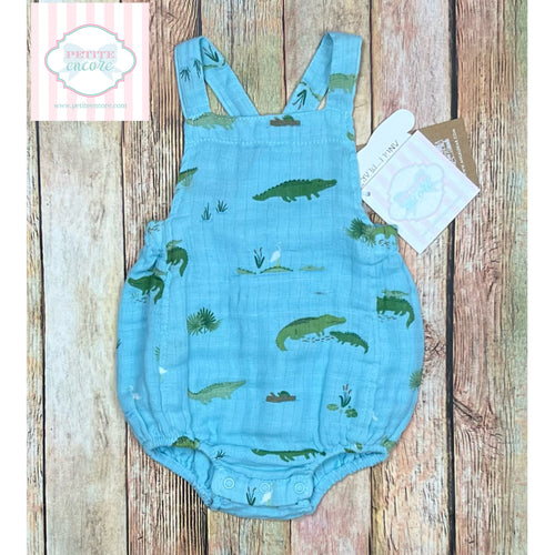 Angel Dear alligator themed sunsuit 0-3m