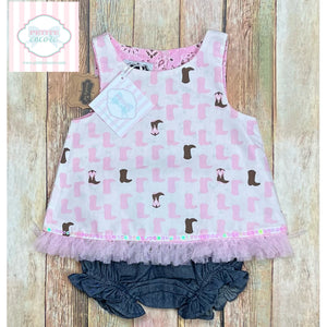 Mud Pie cowgirl themed one piece 9-12m