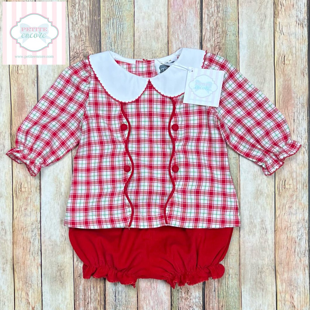 True holiday plaid two piece 9m