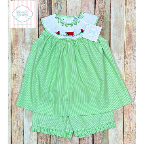 Watermelon themed smocked two piece 4T