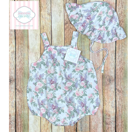 Shabby Chic one piece with hat 18-24m