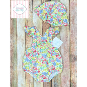 Little Me sunsuit with hat 3m