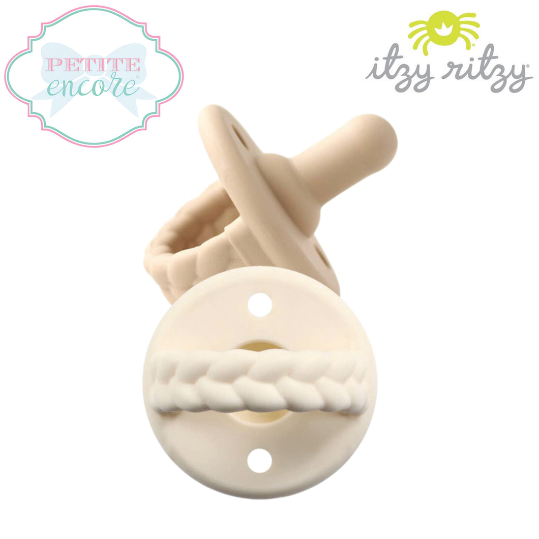 Sweetie Soother™️ Silicone Pacifier Set- Toast and Buttercream Braids