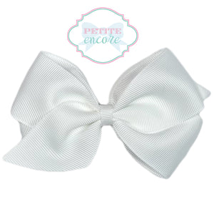 Toddler bow on alligator clip- white