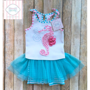 Seahorse themed outfit by Mud Pie 24m/2T