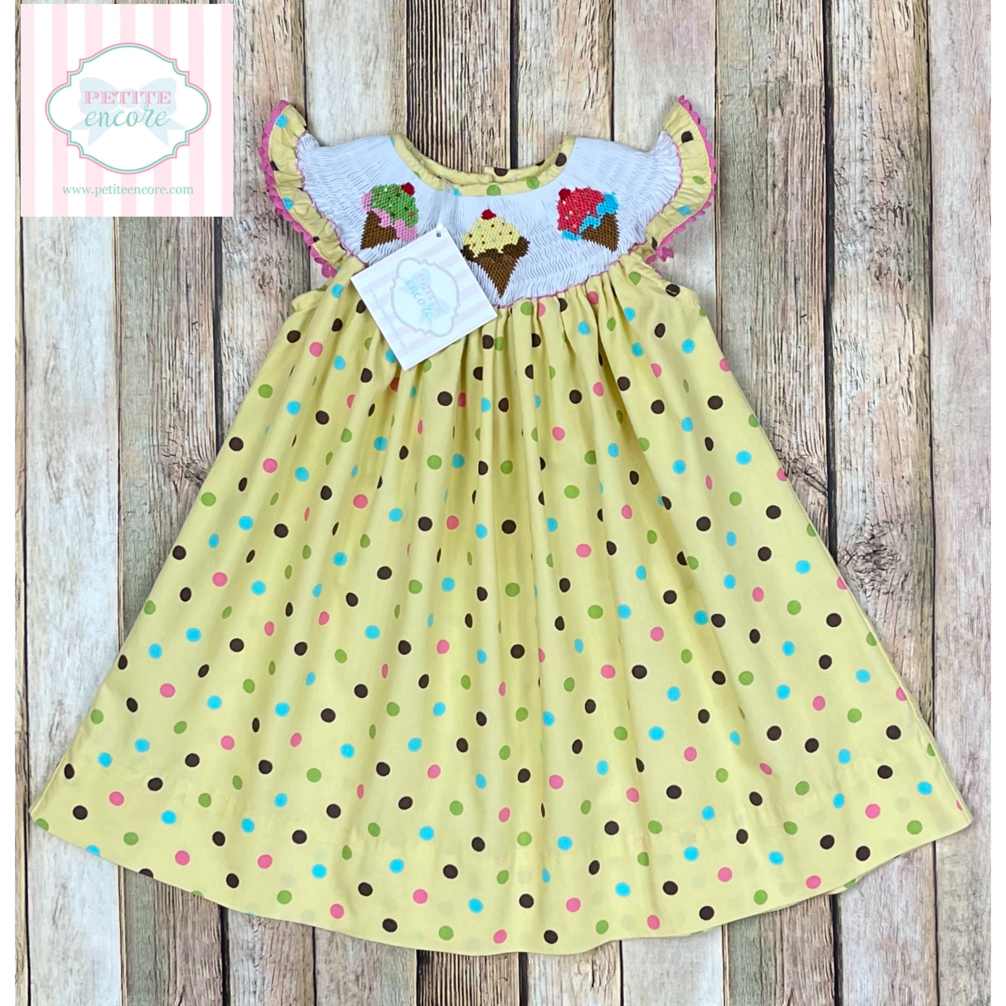 Ice cream themed smocked dress 18m  Petite Encore