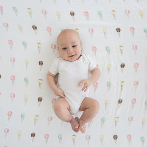 Marquisette swaddle blanket- Watercolor Ice Cream Cones