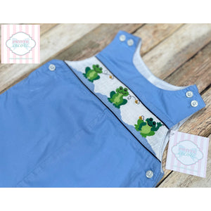 Frog themed smocked one piece 12m