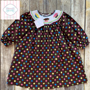 Cupcake themed smocked dress 4T