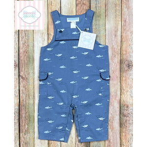 Janie and Jack shark themed overalls 3-6m