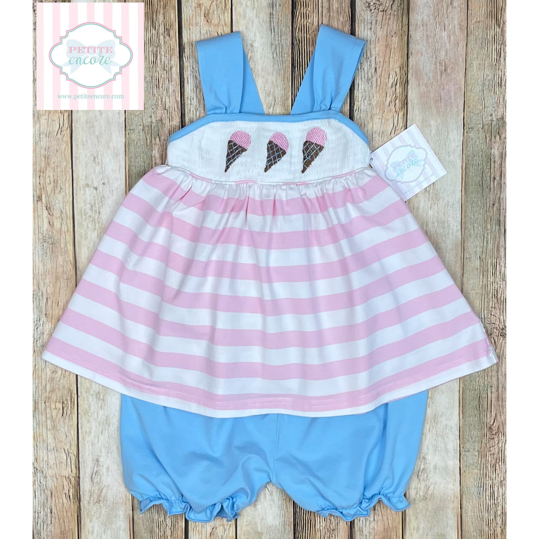 Ice cream themed smocked two piece 2T