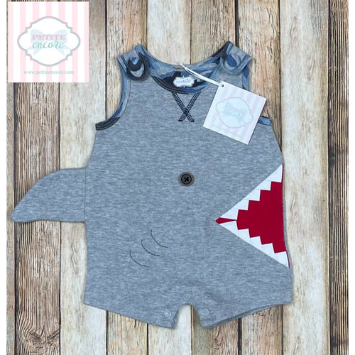 Mud Pie shark themed one piece 3-6m