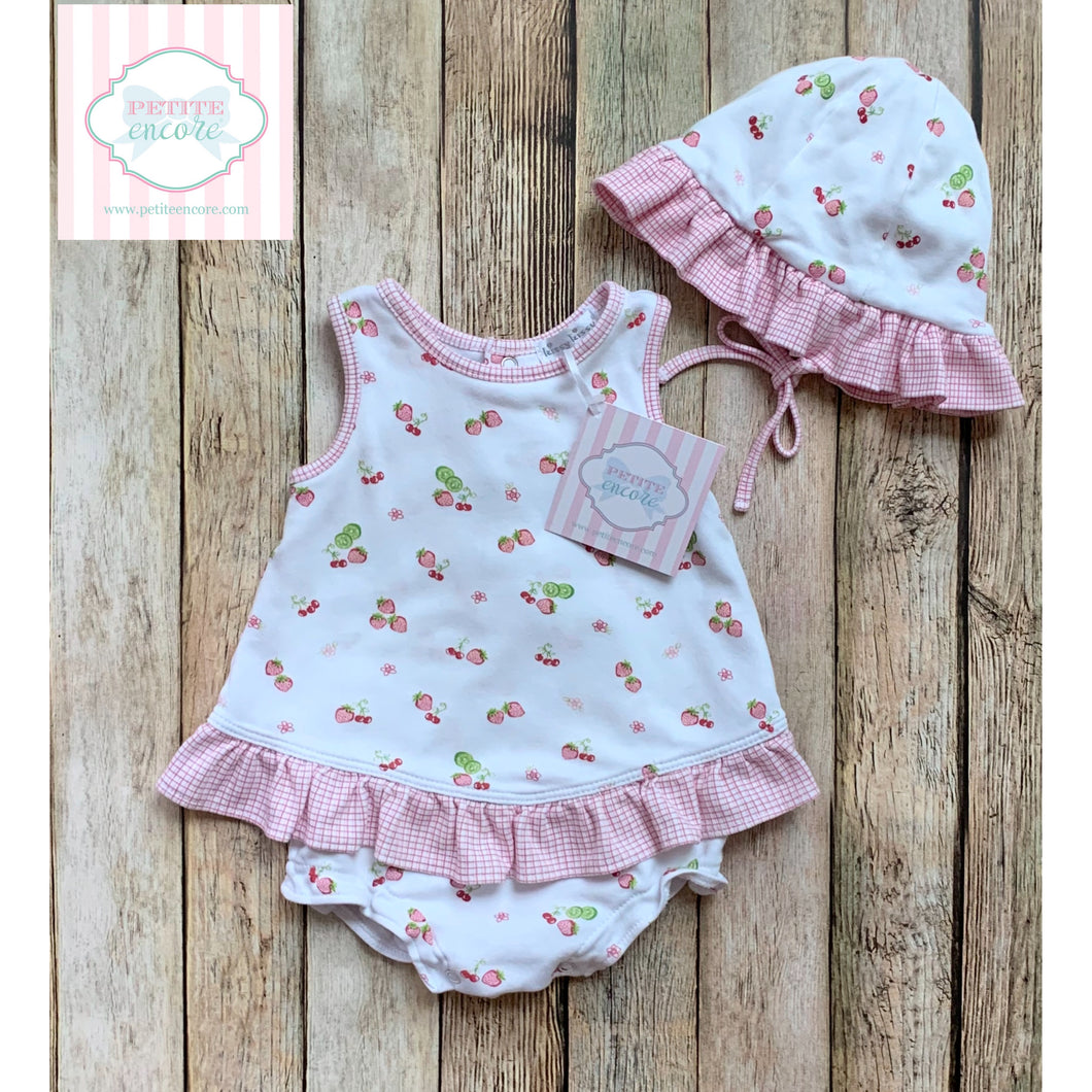 Strawberry themed bubble and hat by Kissy Kissy 3-6m