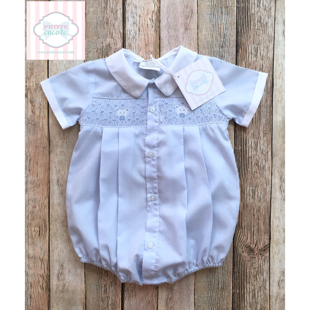 Smocked one piece by Friedknit Creations 6m