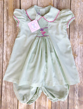 Flamingo themed smocked two piece set 4T