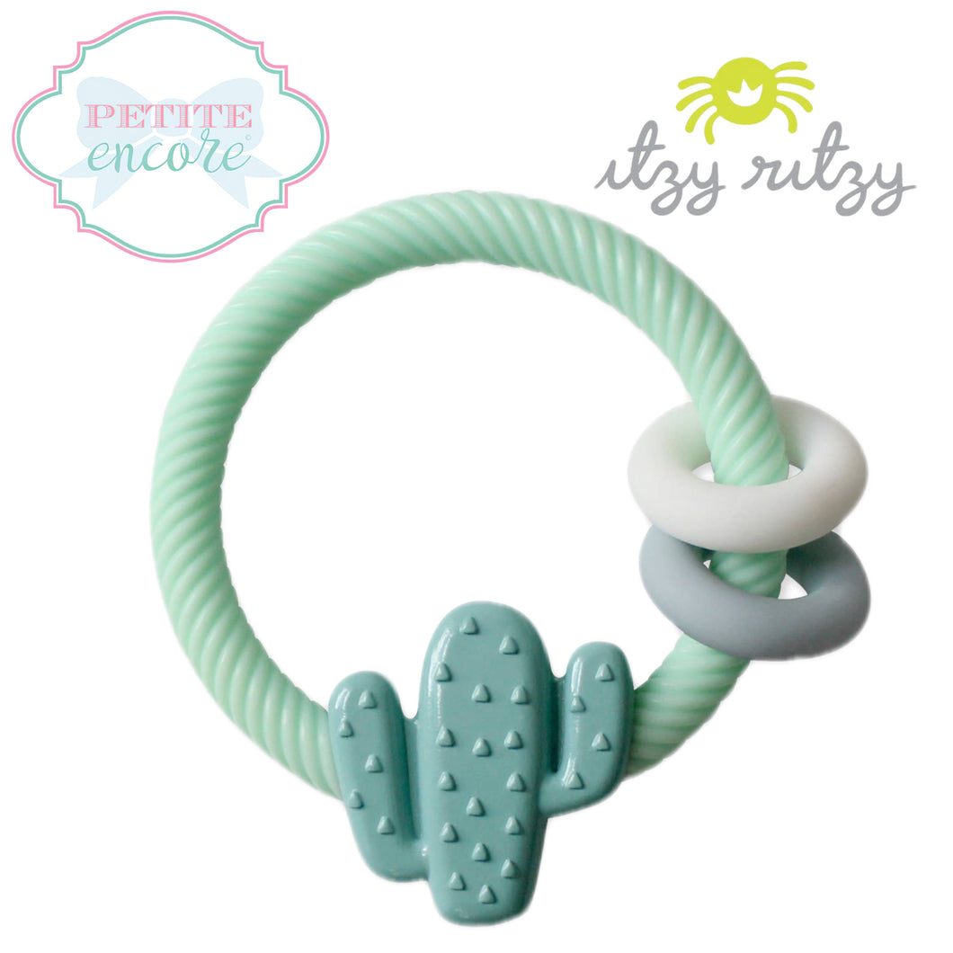 Ritzy Rattle™️ Silicone Teether Rattle- Cactus