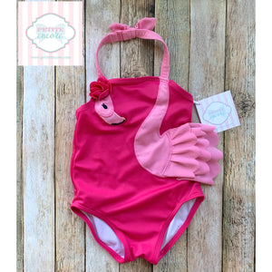 Flamingo themed one piece swimsuit 18-24m